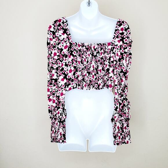 Bar III Floral Print Bustier Blouse Crop Top Size S - Picture 3 of 6